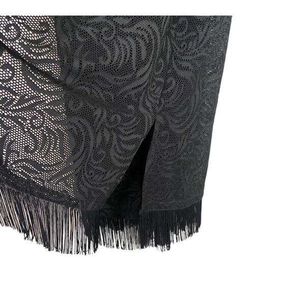 NWOT La Vanya Boho Swim Coverup Lace Sleeveless Open Front Maxi Dress Black 1X - Picture 8 of 16